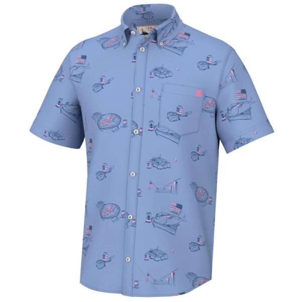 Huk Americookin Kona Short Sleeve Shirt Quiet Harbor 2XL