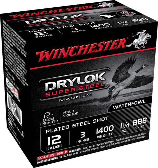 Winchester Ammo XSC123BBB Drylok Super Steel Magnum 12Gauge 3" 1 1/4oz BBBShot 25 Per Box/10 Case