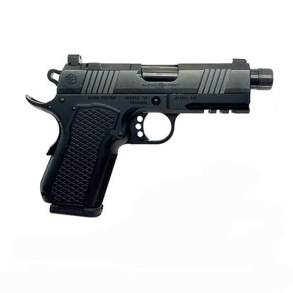 Alpha Foxtrot AF1911-S15 AMBI-BOB Handgun 9mm Luger 15rd Magazine 3.5'' Threaded Barrel Optic Ready DLC Black