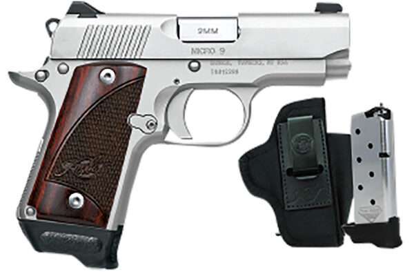 Kimber Mfg.,inc 3300250 Micro 9 RTC 9mm 7+1 3.15" Ramped Barrel Black KimPro II Flared/Lowered Ejection Port Stainless Steel Slide SS/Rosewood Grip