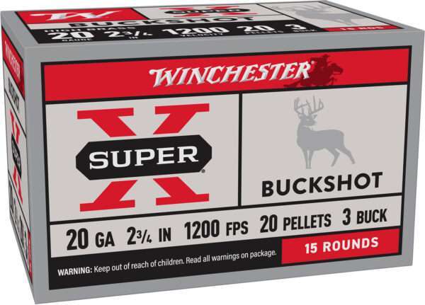 Winchester Ammo XB203 Super X  20Gauge 2.75" 20Pellets 3Buck Shot 5 Per Box/50 Case