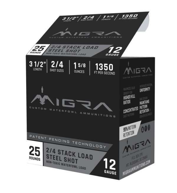 Migra Ammunitions M12LS24 Combinational  12 Gauge 3.50" 1 5/8 oz 2, 4 Shot 25 Per Box/10 Cs